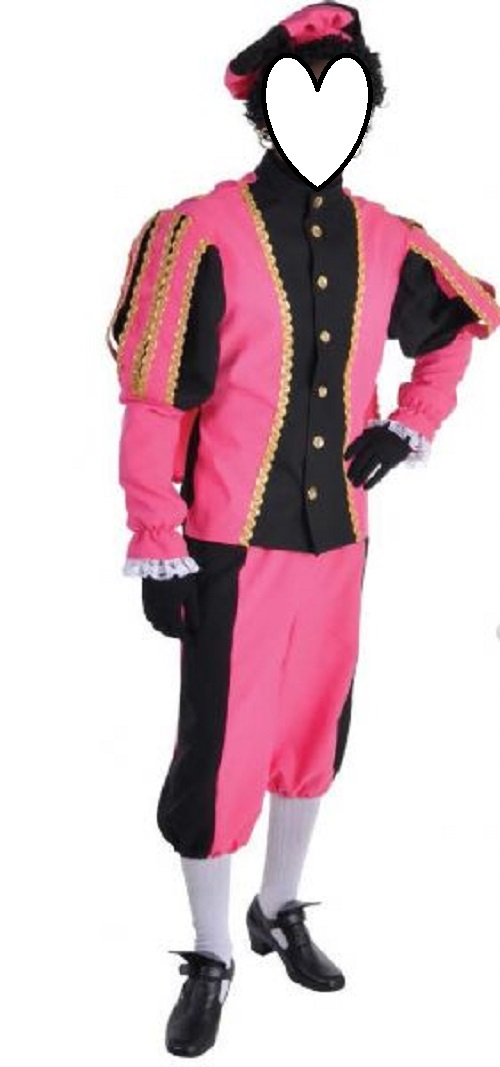 Piet kostuum roze/zwart -  maat XL
