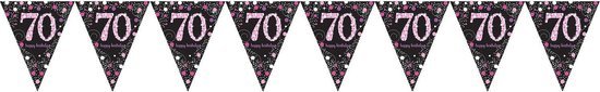 vlaggenlijn 70 Jaar Happy Birthday Roze - 4 meter