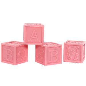 4 baby shower blokjes roze