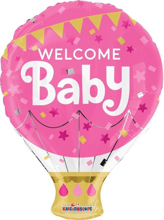Folieballon Welcome Baby Roze, 45 cm - leeg