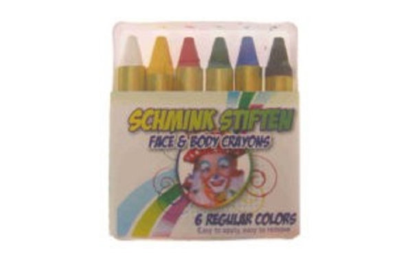 Schminkstiften 6 x 8 gram reguliere kleuren in doosje