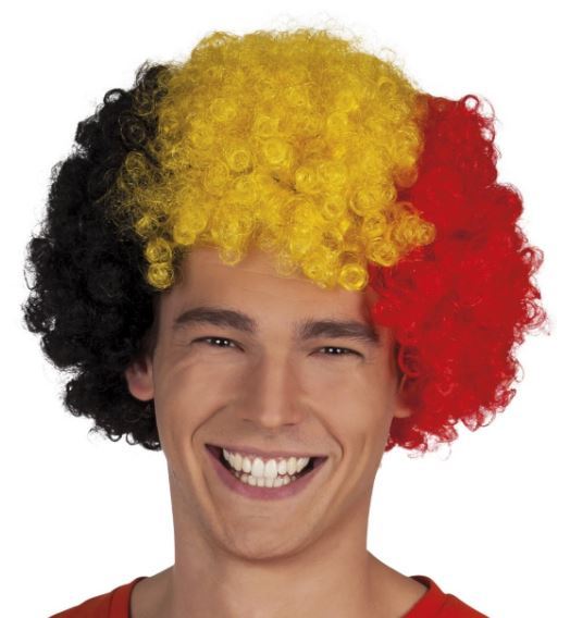 afro pruik - zwart / geel /rood - België - Voor EK / WK Voetbal
