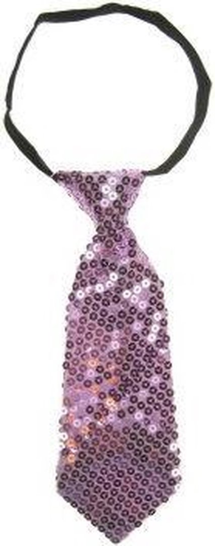 korte stropdas met pailletten - lila/roze