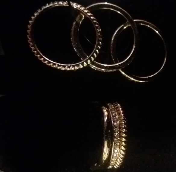 set van 3 smalle ringen o.a. met stras