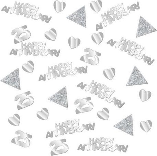 Confetti 25 Jaar jubileum - Zilverkleurig -  28 Gr