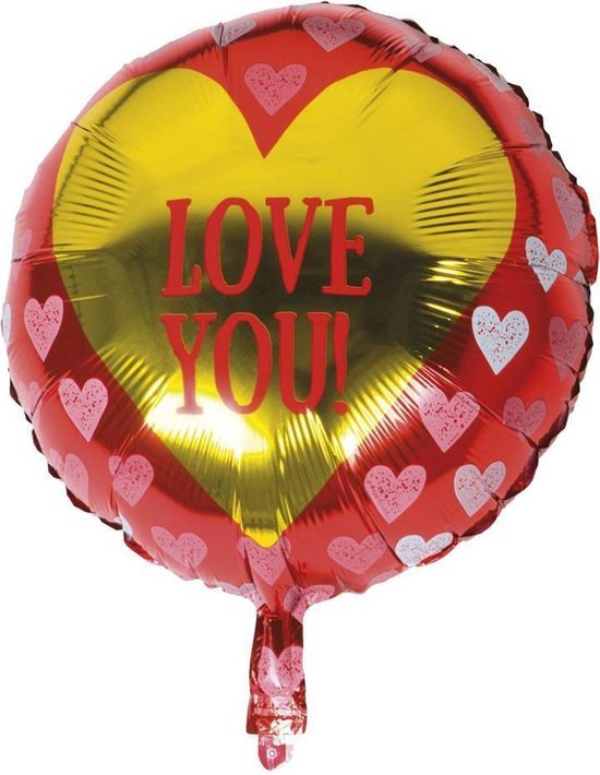 Helium Ballon - Hart Love You Goud - 45cm - leeg