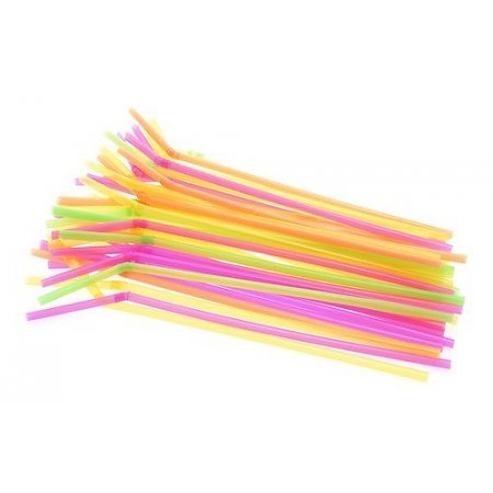 100 plastic rietjes neon kleurig - OP=OP