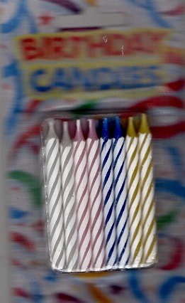 24x taartkaarsjes gestreept - diverse kleurstellingen - per kleur