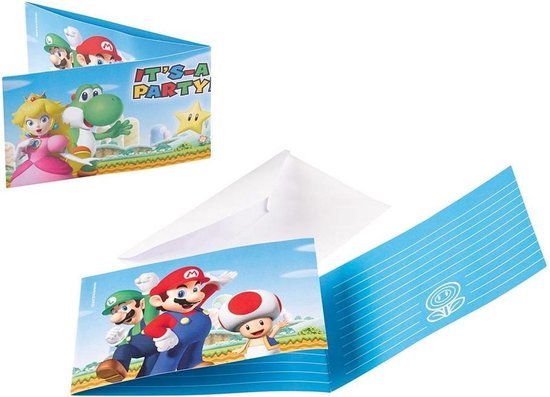 Super Mario Uitnodigingen 8 stuks