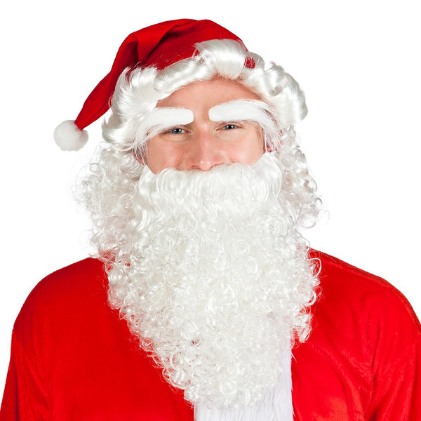 Set Kerstman promo (muts, pruik, wenkbrauwen en baard)