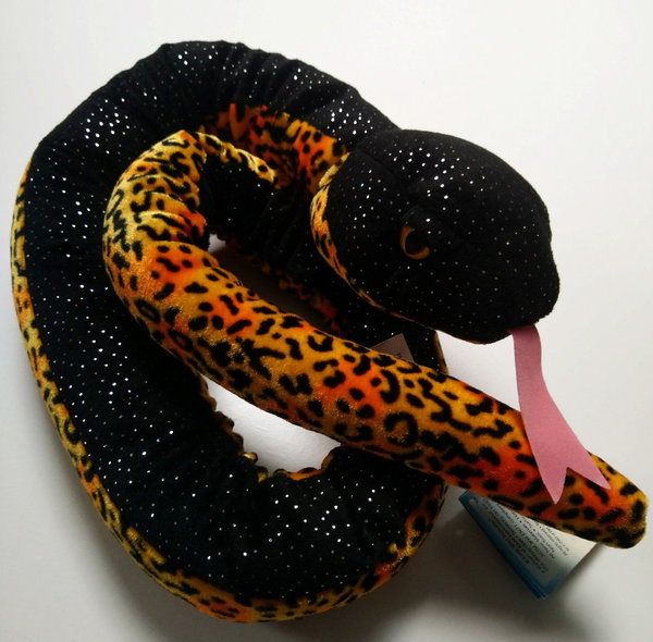 Wild Republic slang met wild print en zwarte glitterstof - 130 cm