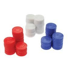 30 poker chips rood wit blauw