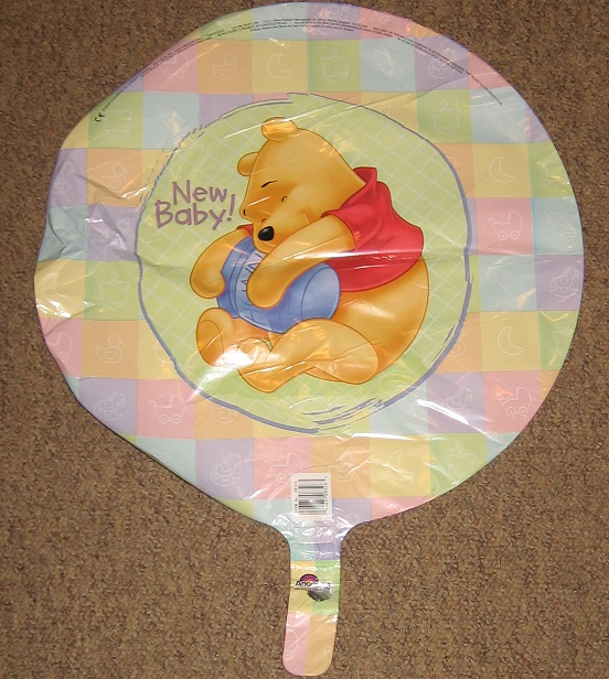 folieballon - winnie the pooh , new baby - 45cm leeg