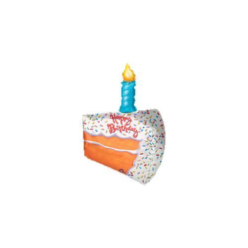 folieballon jumbo 3d -  taartpunt Happy Birthday - ca 65 cm - leeg