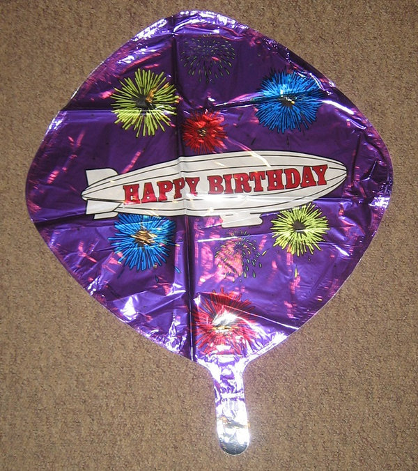folieballon - happy birthday zeppelin - 45 cm - leeg