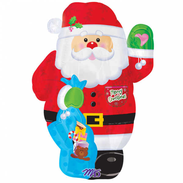 folieballon - kerstman met cadeautjes - 45cm - leeg