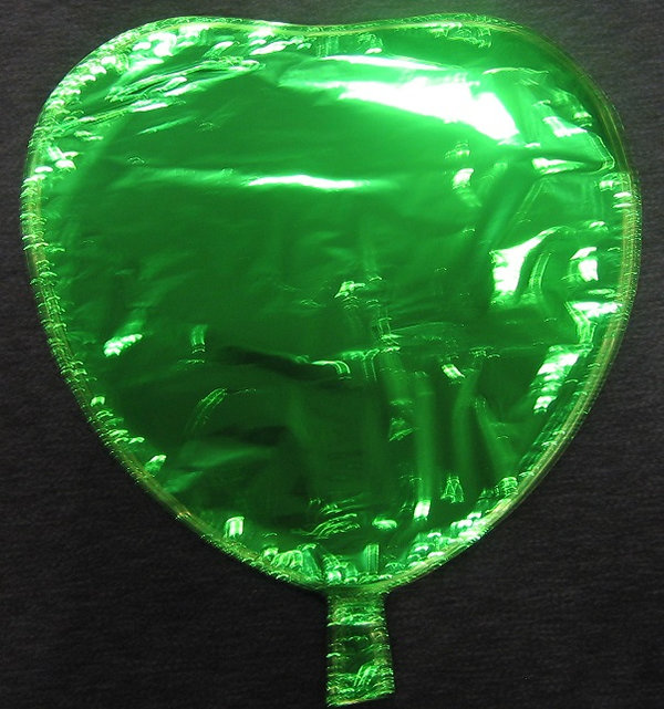 folieballon - metallic hart groen - 45 cm - leeg