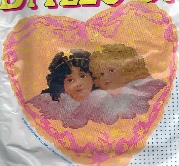 folieballon - hartvorm - amor engeltjes - ca 45 cm - leeg
