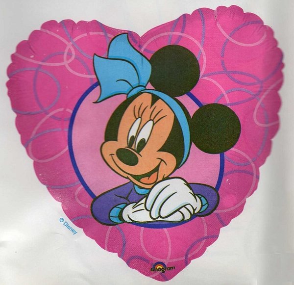 folieballon - minnie mouse - hartvorm - ca 45 cm - leeg