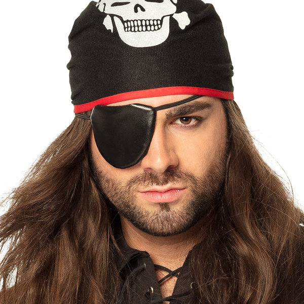 Bandana Piraat Thomas met ooglapje Zwart - Één maat - Kinderen en volwassenen